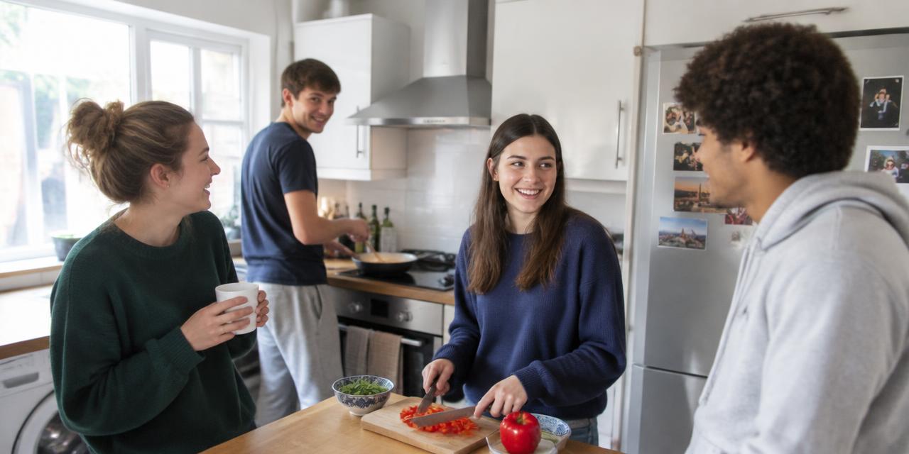 Tenants sharing a kitchen in a shared house